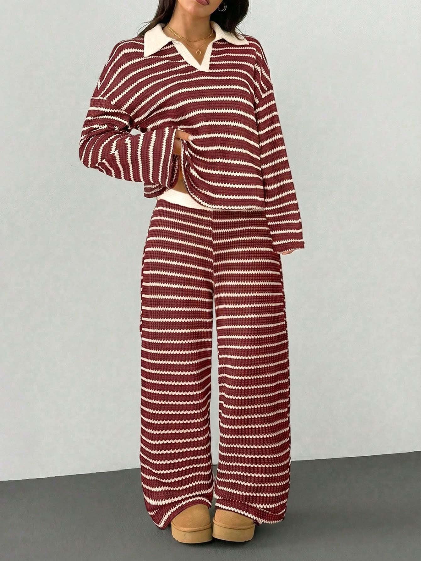 Striped Knit Pants Co-ord Set