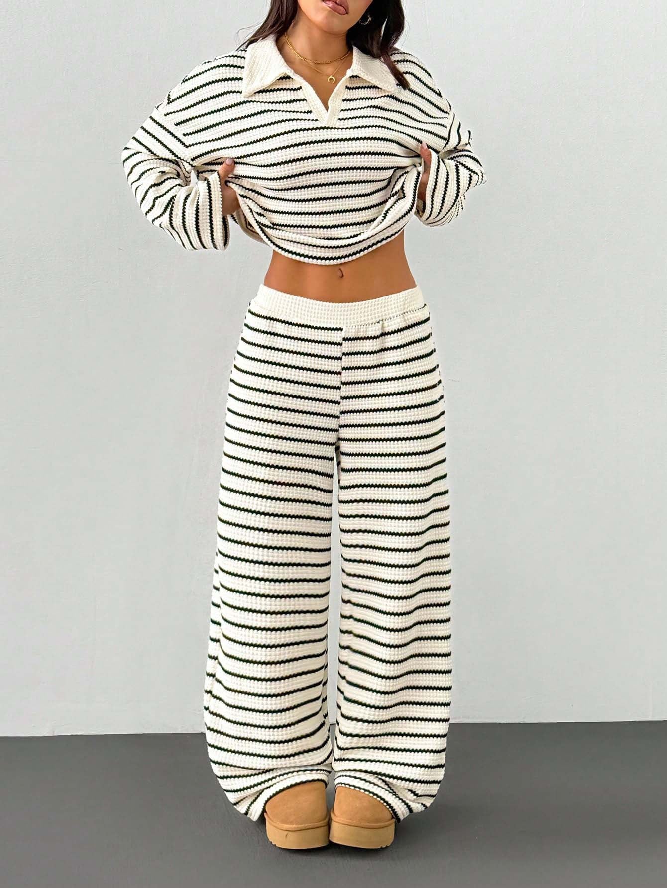Striped Knit Pants Co-ord Set