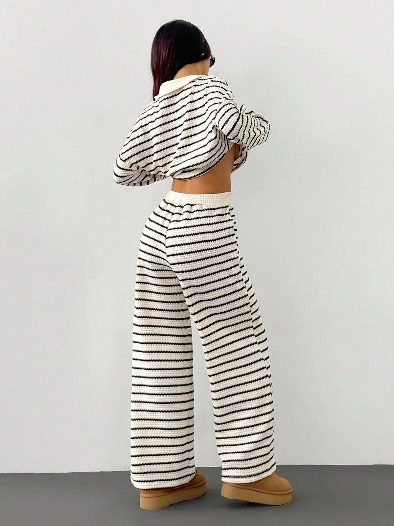 Striped Knit Pants Co-ord Set
