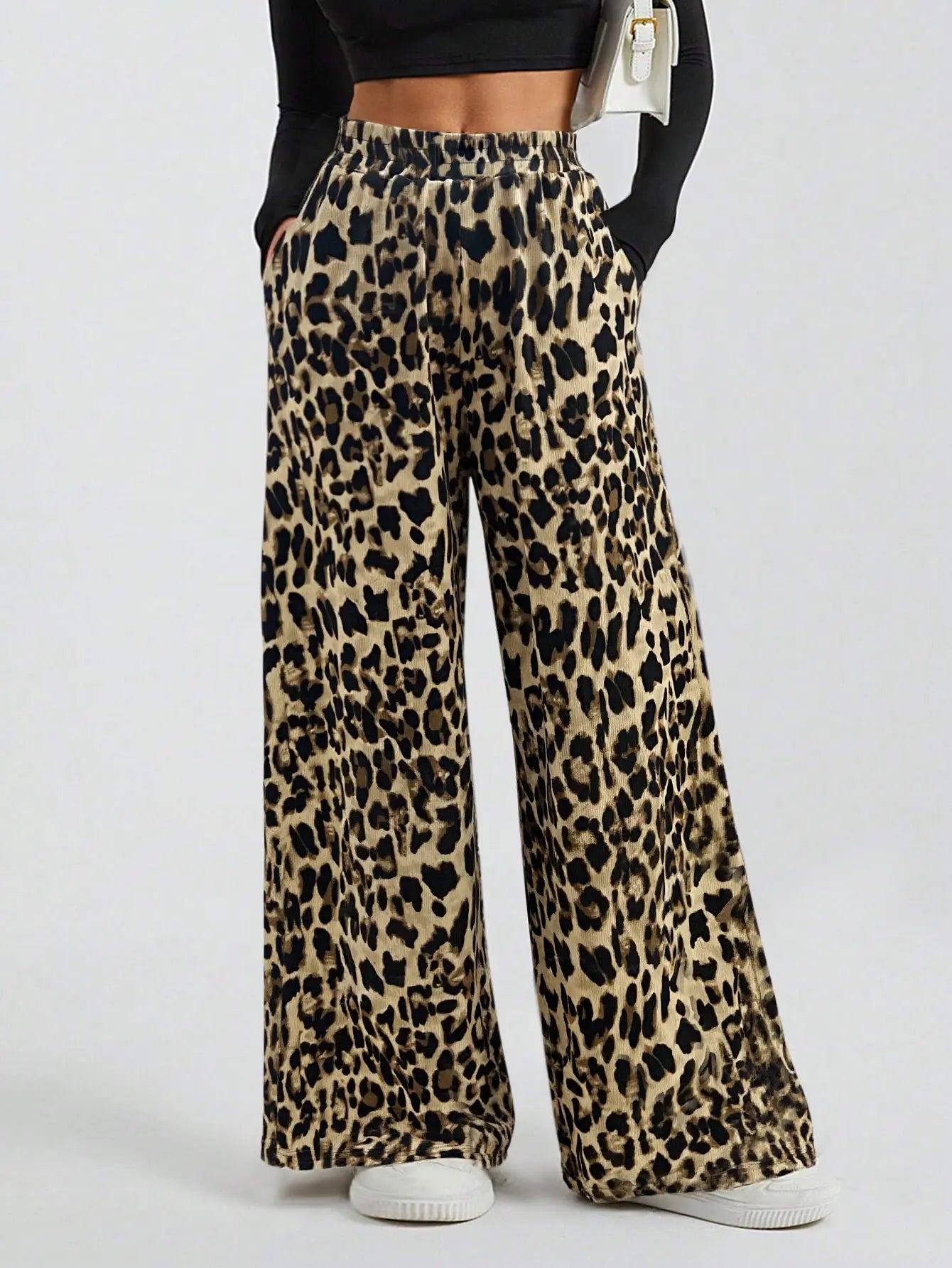 Leopard Print Wide-Leg Pants