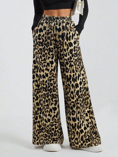 Leopard Print Wide-Leg Pants