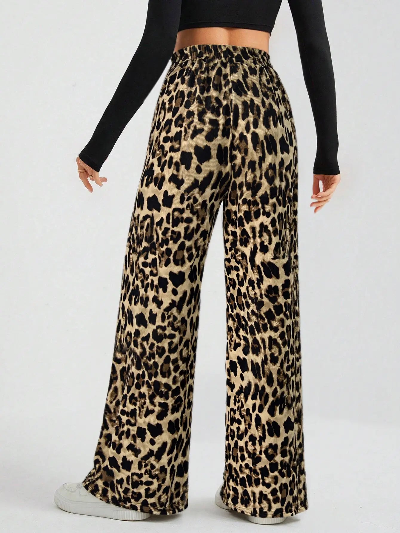 Leopard Print Wide-Leg Pants