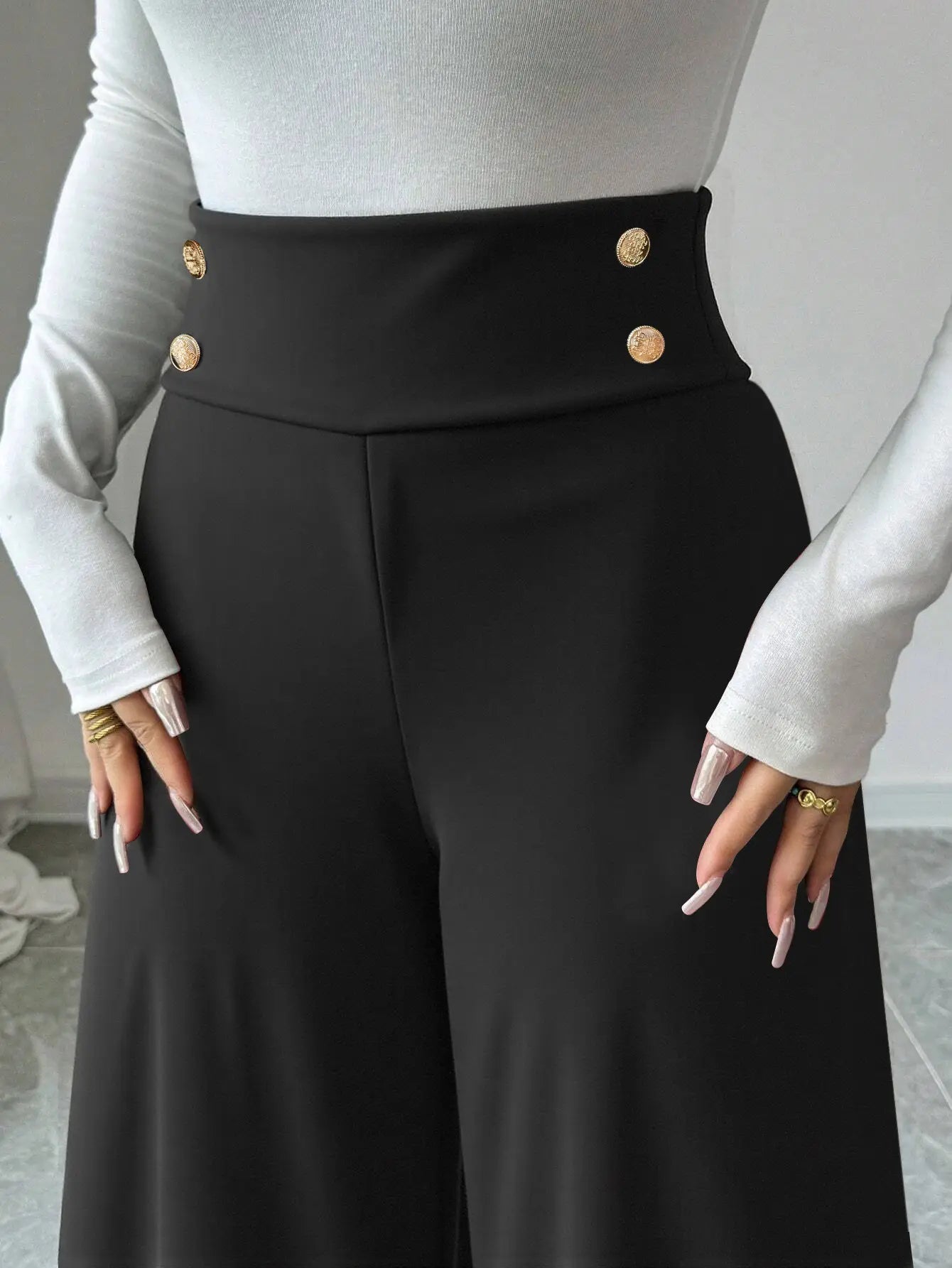 Gold Button Palazzo Pants