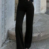 High-Waist Button Detail Palazzo Pants
