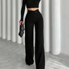 High-Waist Button Detail Palazzo Pants