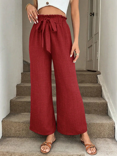 Paperbag Waist Wide-Leg Pants