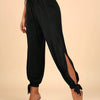 Tie-Cuff Slit Harem Pants
