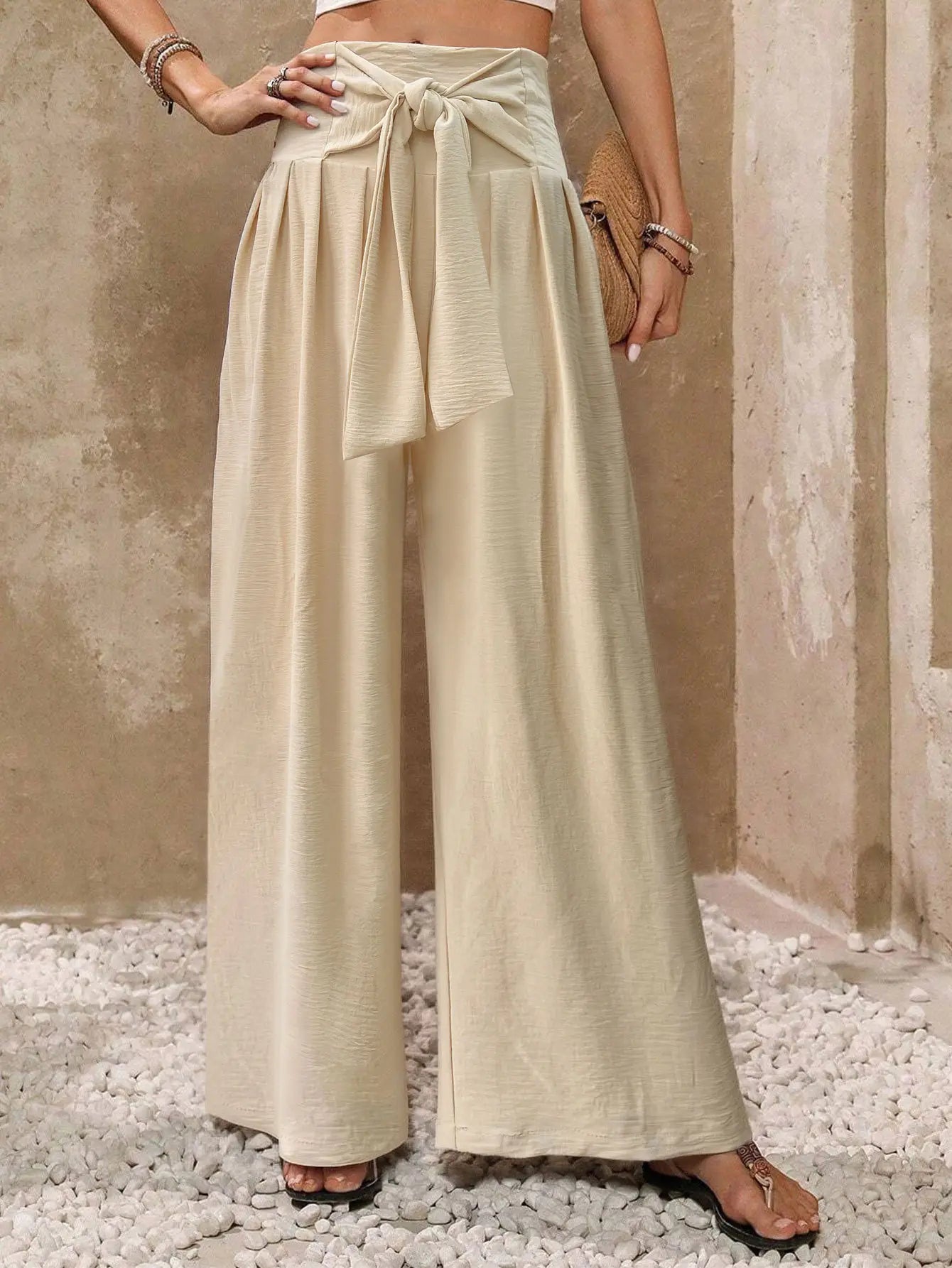 Tie-Waist Wide-Leg Palazzo Pants