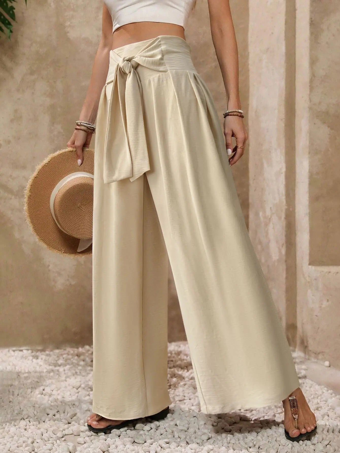 Tie-Waist Wide-Leg Palazzo Pants