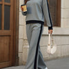 Contrast Trim Knit Pants Co-ord Set