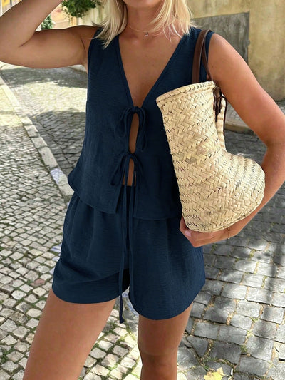 Tie-Front Shorts Co-ord Set
