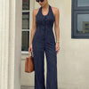 Pinstripe Halter Pants Co-ord Set