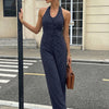Pinstripe Halter Pants Co-ord Set