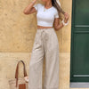 Lace Hem Wide-Leg Pants