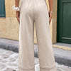 Lace Hem Wide-Leg Pants