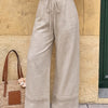 Lace Hem Wide-Leg Pants