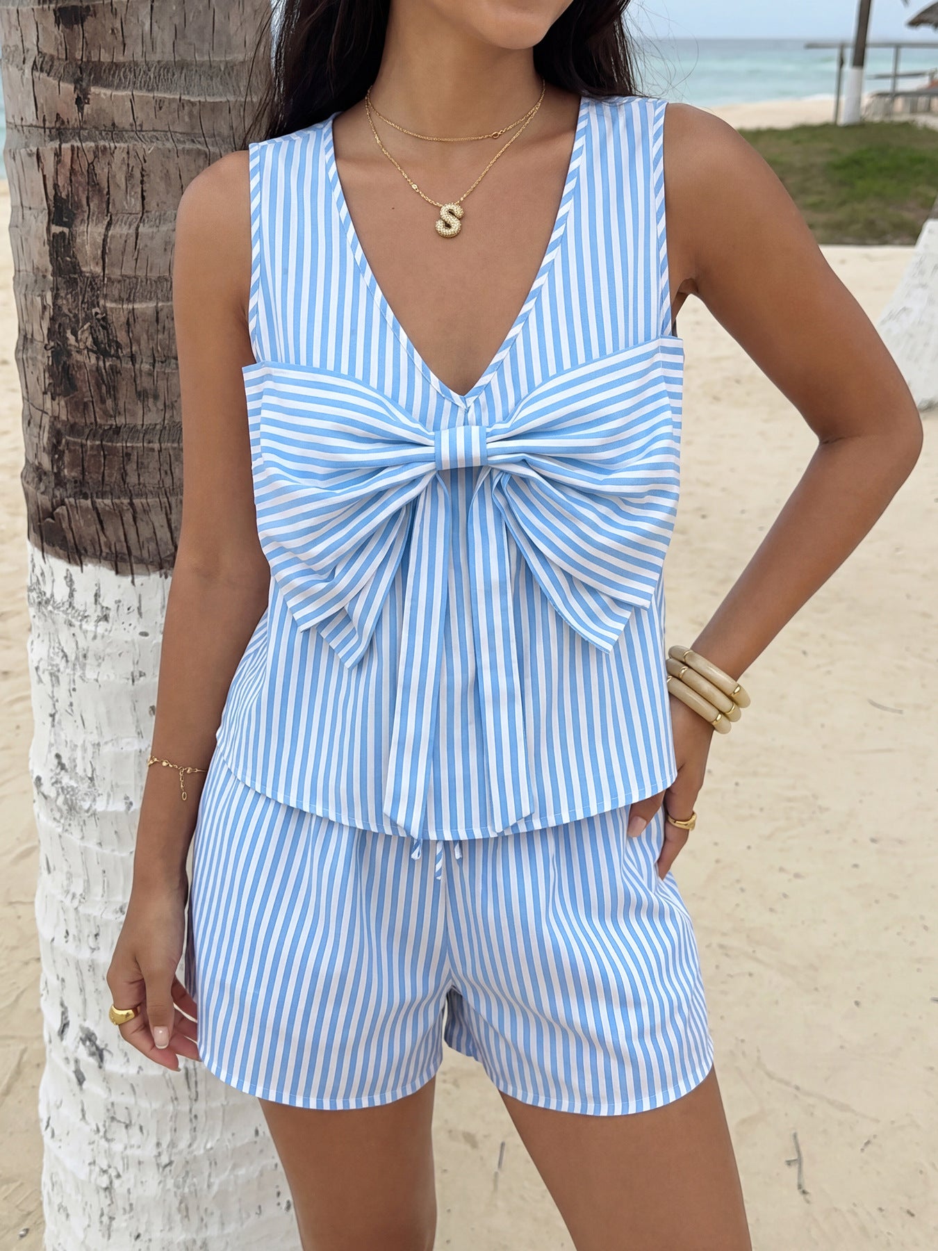 Bow Detail Shorts Co-ord Set
