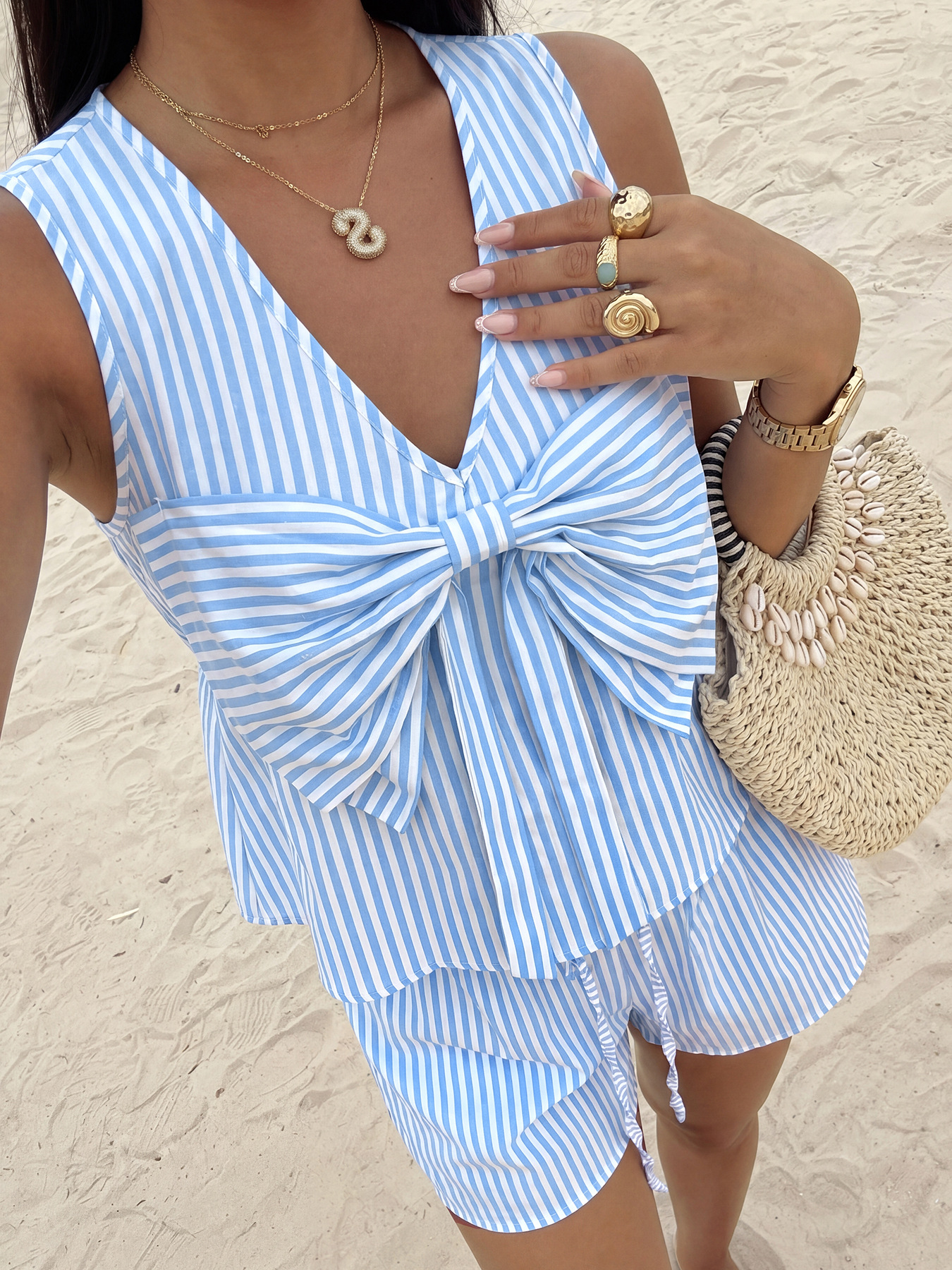 Bow Detail Shorts Co-ord Set