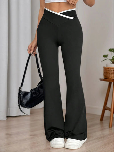 Cross-Waist Flared Pants