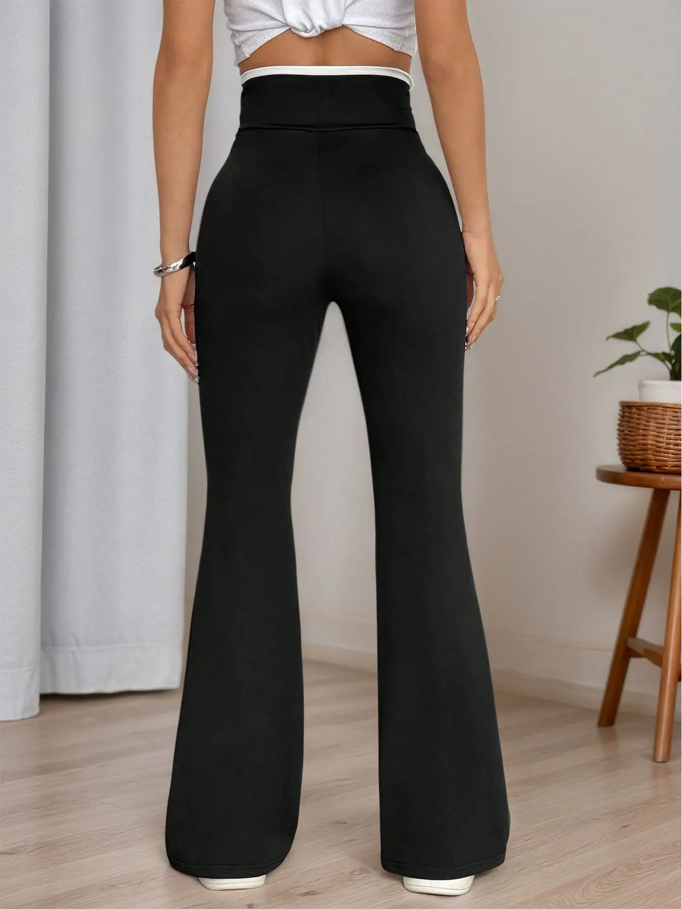 Cross-Waist Flared Pants