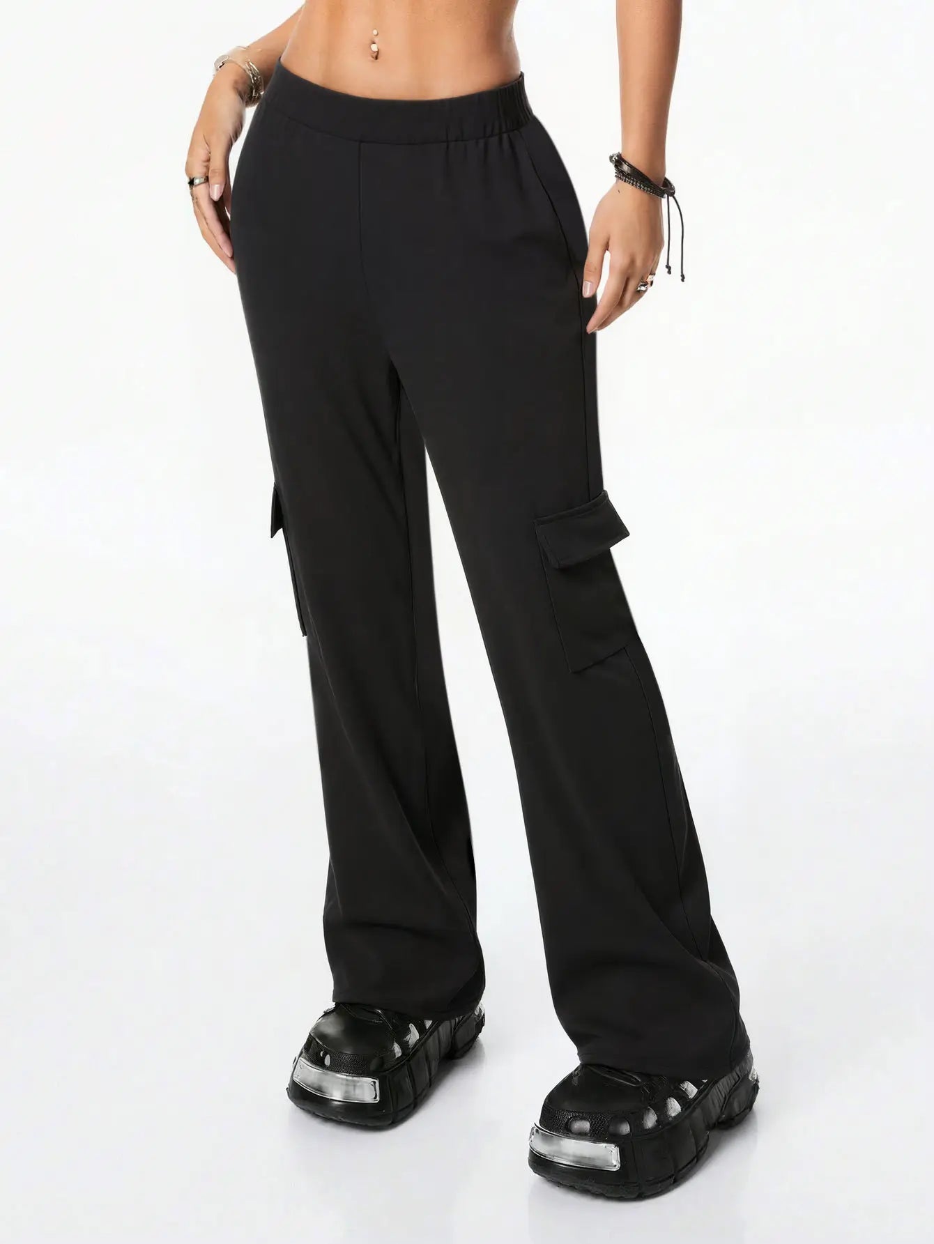 Wide-Leg Cargo Pocket Trousers