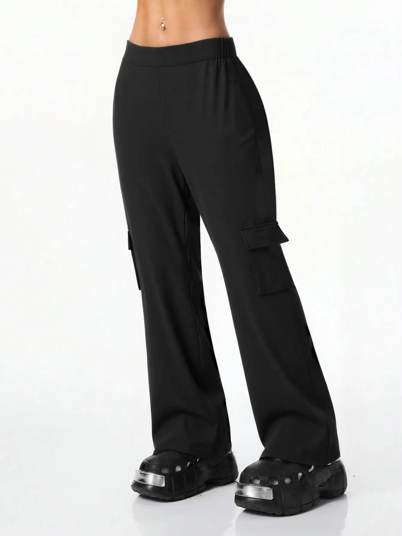 Wide-Leg Cargo Pocket Trousers