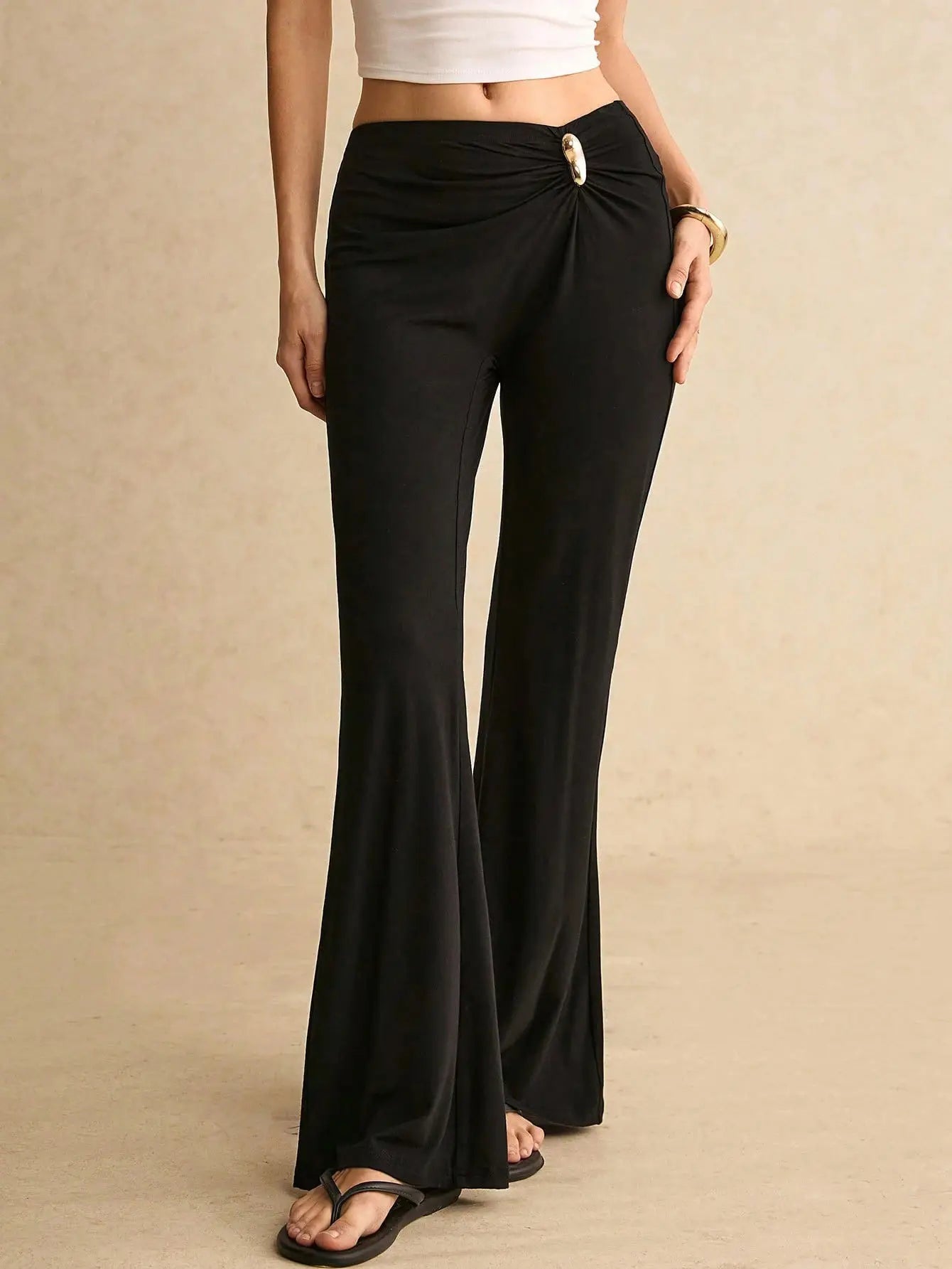 Charm Detail Flared Pants