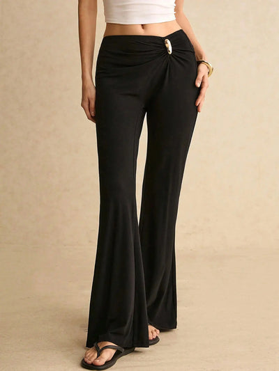 Charm Detail Flared Pants